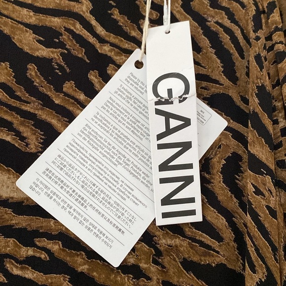 GANNI Tiger Print Dress NWT Size 34 Size US 2 Animal Print‎ Mobwife Chic Viscose - Picture 7 of 16